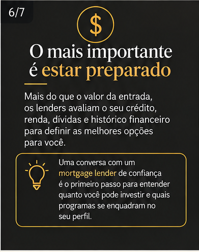 O mais importante é estar preparado. Um mortgage lender pode avaliar seu perfil e explicar suas opções.